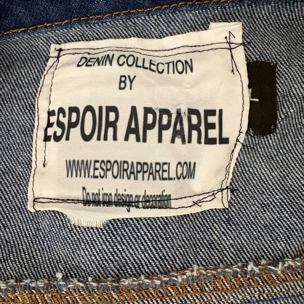 Espoir Apparel Distressed Denim Jacket Graffiti Back Protect and Respect Woman - Picture 6 of 7